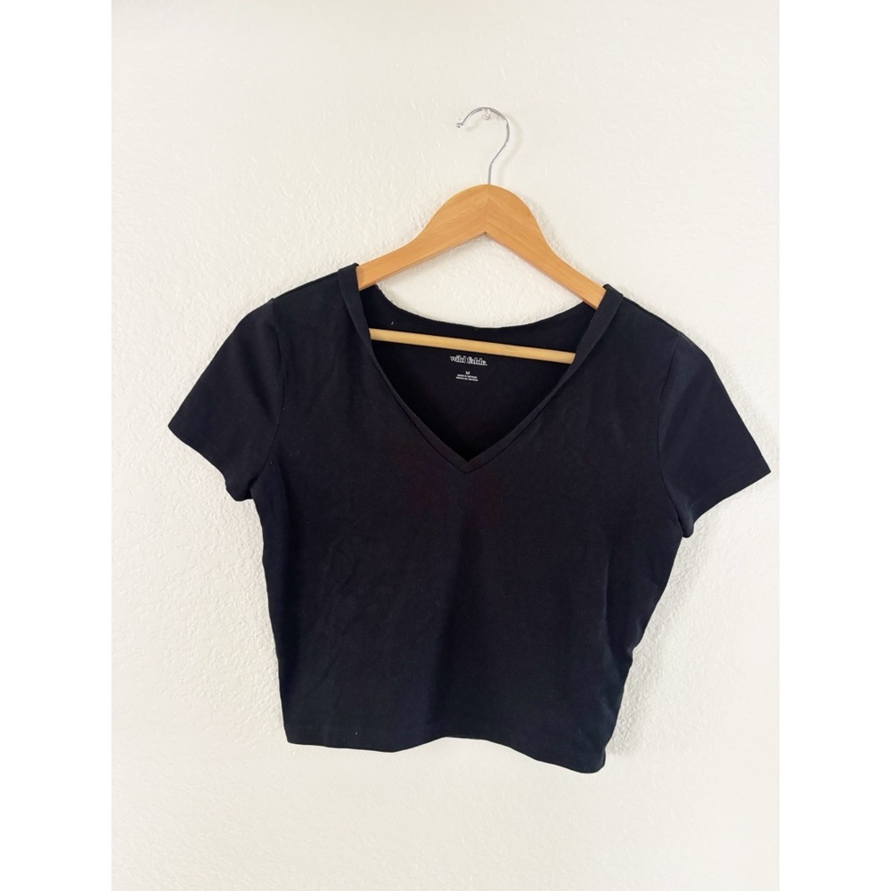 Wild Fable Black V-Neck Crop Top
